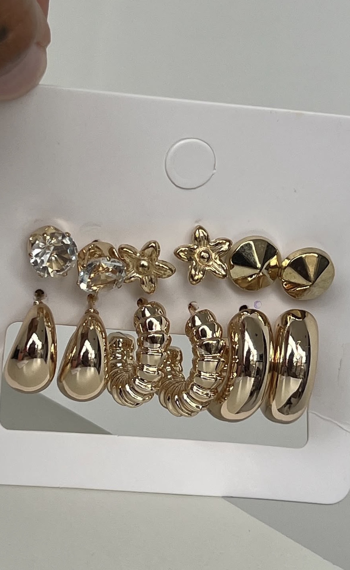 Trio de brinco dourado aço inoxidável